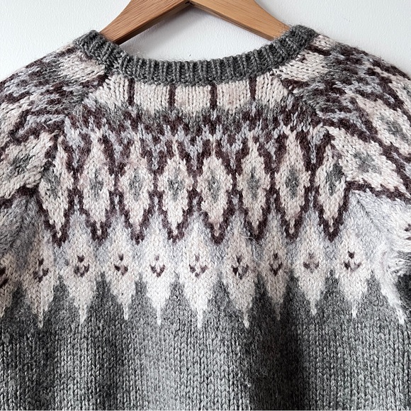 J. Jill Cabincore Gray Fair Isle Pullover Cozy Knit Sweater Size S - Picture 9 of 13